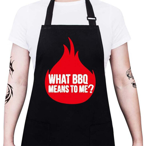 (WHAT BBQ) Polyester Letter Apron Kit Restaurant Workwear & Household Kitchen Use