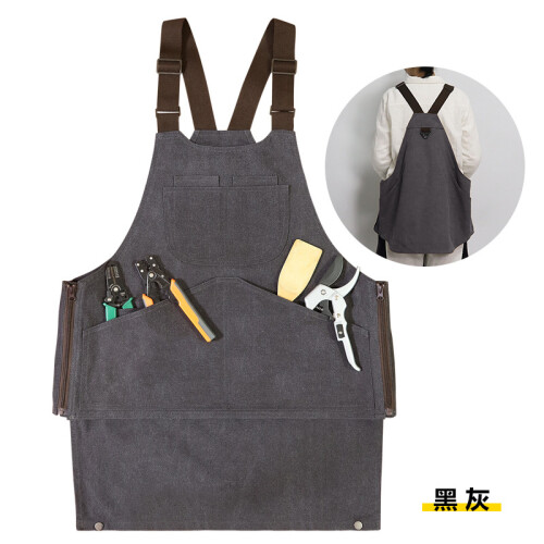 (Black-gray) Electrician Carpenter Detachable Tool Vest, Sleeveless Pullover Apron with Large Pockets, Suitable Work