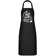 (Black Made, Pack of 3) Neck Hanging Letter Print Apron Household Kitchen Unisex Couples Barbecue Baking Catering Work Apron