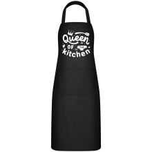 (Black Queen, Pack of 3) Neck Hanging Letter Print Apron Household Kitchen Unisex Couples Barbecue Baking Catering Work Apron