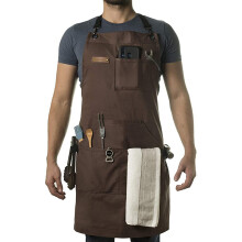 (Coffee) Thick Canvas Cross-Back Apron Barber & Woodworking Workwear Kit