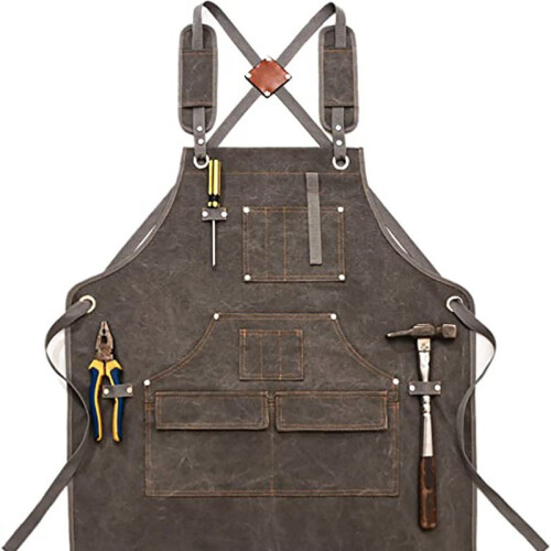 (Black-gray) Minimalist Heavy Canvas Tool Apron Carpentry, Electrical & Gardening Work