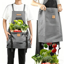 (Gray) Oxford Cloth Farm Orchard Picking Apron, Large Capacity Quick-Release Workwear Suit