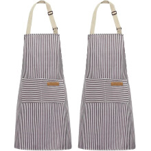 (Brown fine stripes) Adjustable Unisex Work Apron Dining & Coffee Shops, Suitable Printing & Embroidery