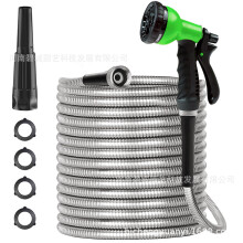 (100FT) 201 Edelstahl-Gartenschlauch-Wasserpistolen-Autowaschset für: Gartenbewässerung