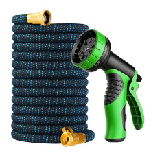 (Black-Blue, 75FT) Pistolet à eau de jardin, ensemble de tuyau extensible multifonction pour l'arrosage et le lavage de voiture haute pression