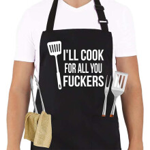 (I'LL COOK) Polyester Letter Apron Kit Restaurant Workwear & Household Kitchen Use