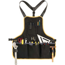 (Black) Heavy-Duty Thick Canvas Tool Apron with Multifunctional Pockets, Suitable Gardening, Electrician, Carpenter Workwear