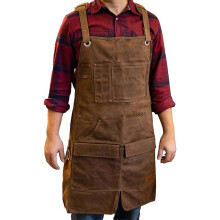 (Camel) Waxed Heavy-Duty Canvas Apron with Shoulder Protection, Adjustable Fit Woodworking Mechanics