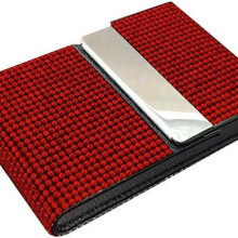 (Light Blue) Light Luxury Full Diamond Business Card Case for Women, Premium Portable Holder Kit