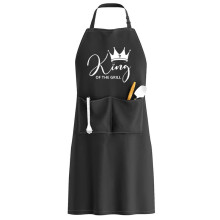 (Black OF THE GRILL) Polyester Adjustable Neck Letter Apron, Holiday Gift Kitchen Apron Set Home