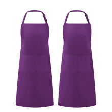 (Purple) Floral Neck Apron Set Kitchen Café Barbecue Workwear
