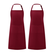 (Dark Red) Floral Neck Apron Set Kitchen Café Barbecue Workwear