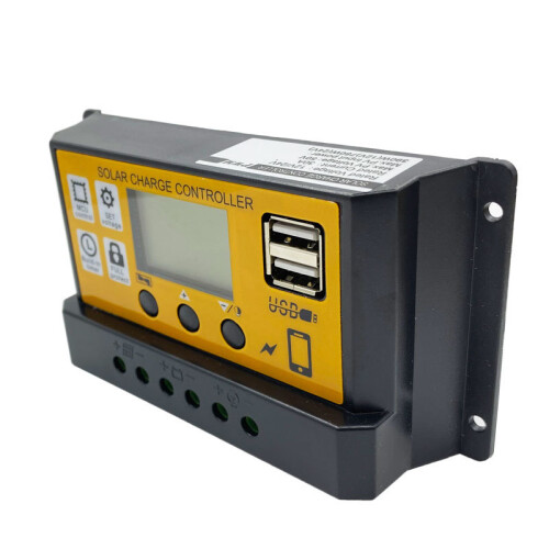 (10A) Orange 12V 24V 30A Solar Charge Controller with USB, Light & Time Control
