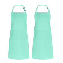 (Light Blue) Floral Neck Apron Set Kitchen Café Barbecue Workwear