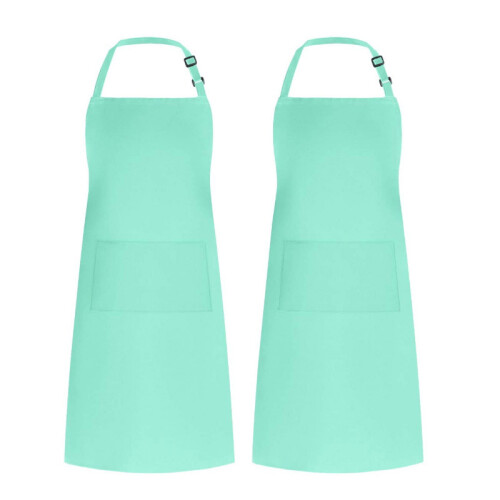 (Light Blue) Floral Neck Apron Set Kitchen Café Barbecue Workwear