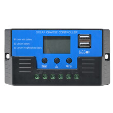 (10A) Black Blue 12V 11.1V 12.8V 10A 20A 30A Solar Charge Controller with USB Port Photovoltaic Panel Power Generation