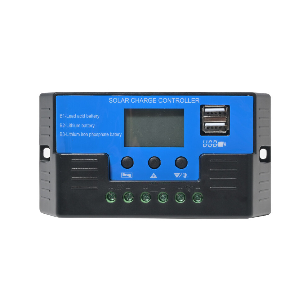 (10A) 12V 11.1V 12.8V 10A 20A 30A Solar Charge Controller With Usb Port Photovoltaic Panel Power Generation Black/Blue 8154449230671