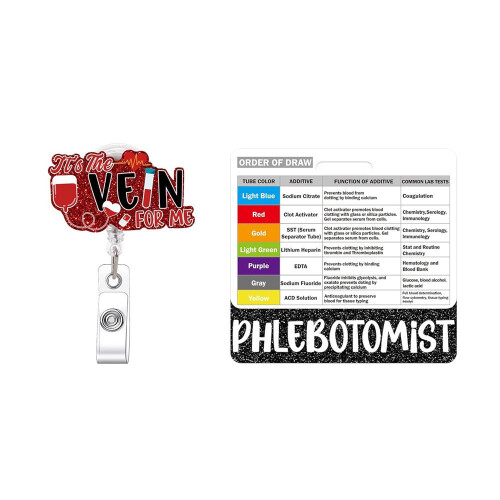 (B) Porta badge retrattile per flebotomia, kit per flebotomista e infermiere.