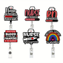 (B) 360 Swivel Retractable Beaded Badge Card Holder Easy Pull