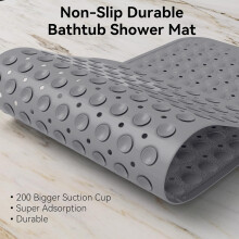 (Large (40 x 100) cm, Grey Bath Shower Mat) Non Slip Bath Shower Mats Anti-Bacterial Bathtub Mat