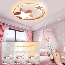 Plafonnier LED ciel étoilé rose de 55 cm pour enfants, intensité réglable avec télécommande, idéal pour les chambres de garçons et de filles.