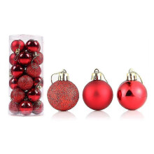 (Red, 8cm) 24pcs Christmas Ball Delicate Reusable High Gloss Xmas Tree Decor Ball Pendant Home Decor