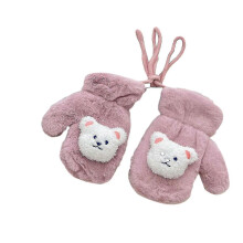 (Pink) Windproof Mittens Child Autumn Gloves Winter Ski Mittens Outdoor Riding Gloves