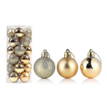 (Golden, 8cm) 24pcs Christmas Ball Delicate Reusable High Gloss Xmas Tree Decor Ball Pendant Home Decor