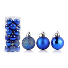 (Royal Blue, 8cm) 24pcs Christmas Ball Delicate Reusable High Gloss Xmas Tree Decor Ball Pendant Home Decor