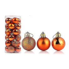(Antique Bronze, 6cm) 24pcs Christmas Ball Delicate Reusable High Gloss Xmas Tree Decor Ball Pendant Home Decor