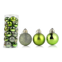 (Fruit Green, 6cm) 24pcs Christmas Ball Delicate Reusable High Gloss Xmas Tree Decor Ball Pendant Home Decor