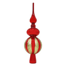 (Red) Christmas Tree Topper Xmas Glitter Treetop Topper Anti-slip Bottle Gourd Shape Christmas Tree Decoration Create Atmosphere Party Decor_f