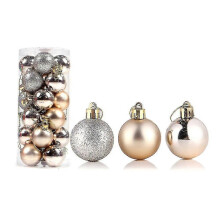 (Champagne, 4cm) 24pcs Christmas Ball Delicate Reusable High Gloss Xmas Tree Decor Ball Pendant Home Decor