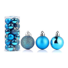 (Lake Blue, 4cm) 24pcs Christmas Ball Delicate Reusable High Gloss Xmas Tree Decor Ball Pendant Home Decor
