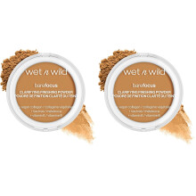 wet n wild Bare Focus Clarifying Finishing Powder | Matte | Pressed Setting Powder Medium-Tan (Pack of 2)
