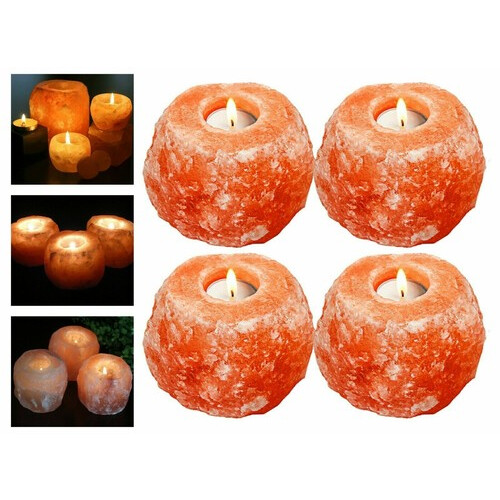 4x Himalayan Salt Candle Holders Home Decor Set
