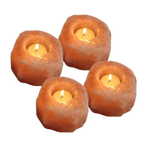 4x Himalayan Salt Candle Holders Home Decor Set 1
