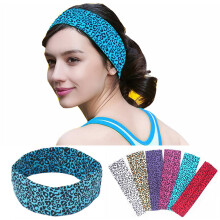 Set di 6 fasce per capelli da yoga da donna con stampa leopardata, elastiche in cotone traspiranti, accessori per il fitness e lo sport.