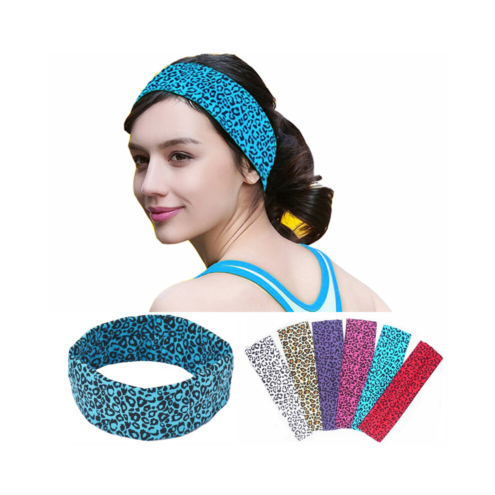 Women's Leopard Print Yoga Headband Set 6Pcs Elastic Cotton Sweat-Absorbing Sports Hairband Fitness Accessories