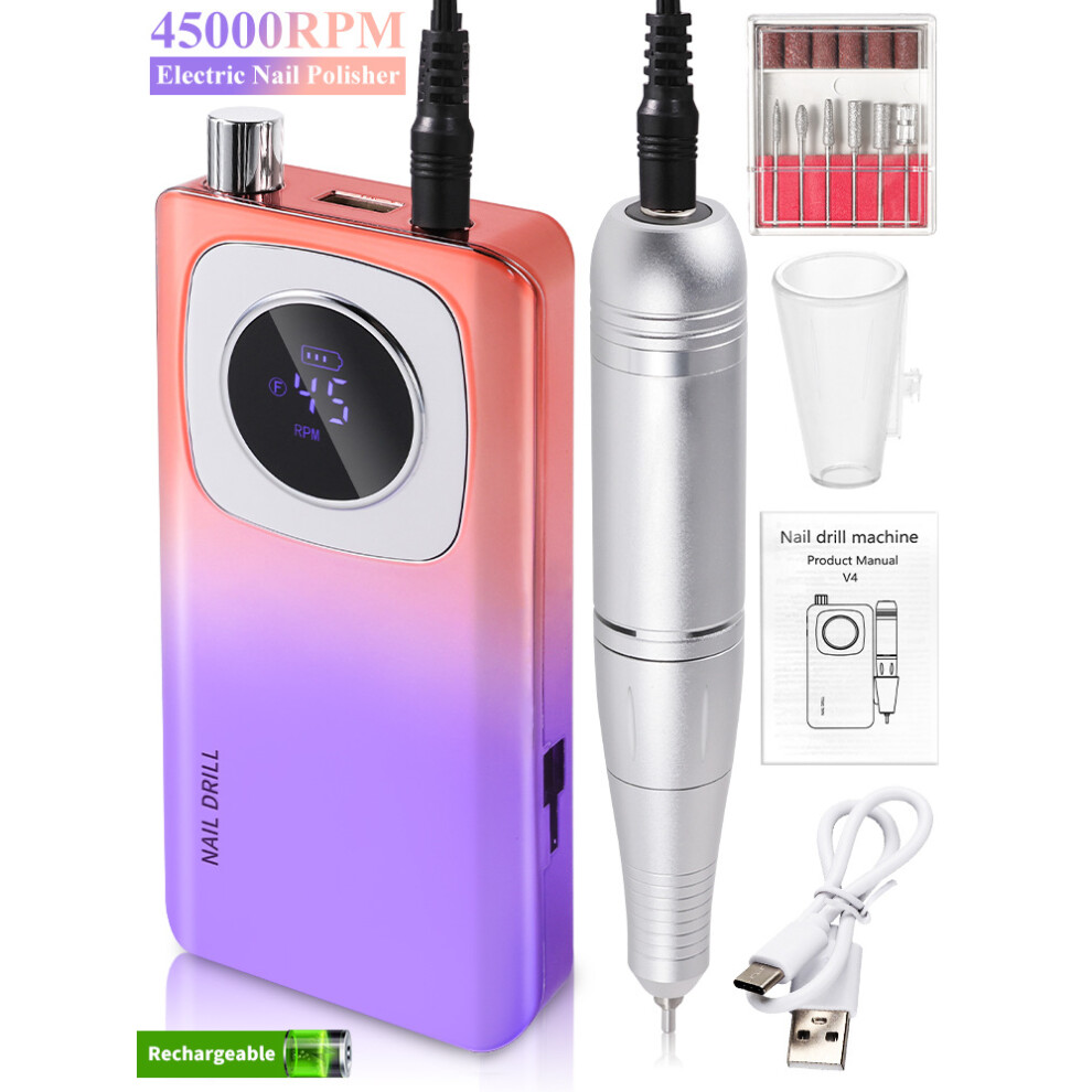 Professional Rechargeable Nail Grinder V4 45000 RPM Portable Electric Polishing Machine