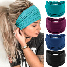 Fascia per capelli elasticizzata a tinta unita per donna, turbante antiscivolo.