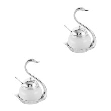 2St Glazen Peperstrooier En Honingpot Met Elegant Wit Design