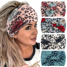 Fascia per capelli con stampa floreale di rosa bohémien, 4 pezzi, larga, per yoga, sport e fitness, accessori per capelli.
