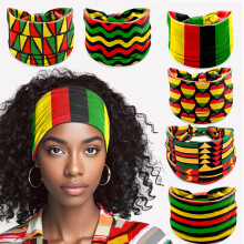 Set di 6 fasce per capelli per il Mese della Storia Nera – Foulard sportivo largo annodato da donna per il Giorno della Liberazione