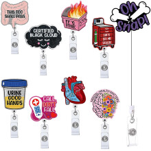 Acrylic Colon Organ Badge Reel Set - Easy Pull Rotating ID Clip Doctors, Nurses, Students, Retractable Badge Holder 9pcs