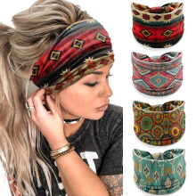 Fasce per capelli stampate in stile bohémien da donna, foulard etnici larghi annodati, accessori per capelli sportivi, set da 4 pezzi