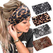 Set di 4 fasce elastiche sportive stampate in stile bohémien da donna, foulard larghi in cotone, copricapo