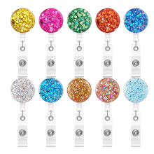 Glitter Retractable Badge Reel 360 Rotating Clip Badge Holder 10pcs