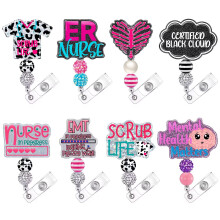 Acrylic Beaded Retractable Lanyard Key Holder Set, 8 Pcs Students and Teachers